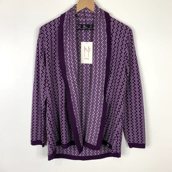 Neve NWT Lisa Cardigan Purple Merino Blend Small - Picture 2 of 11